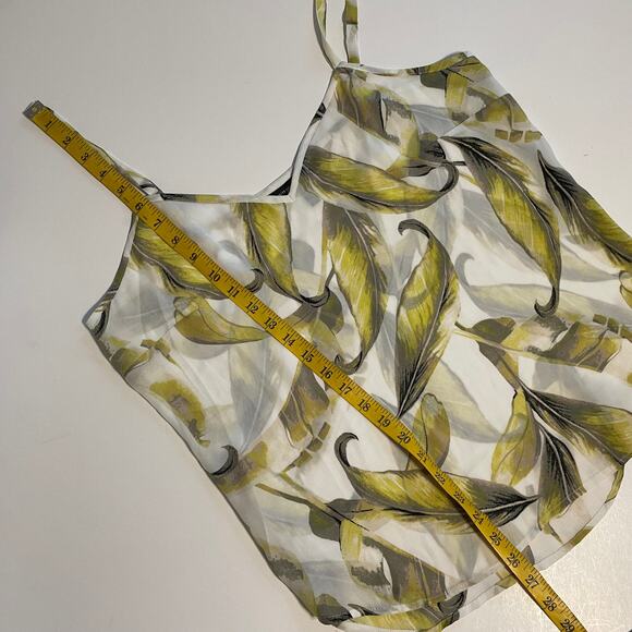 White House Black Market Leaf Print Cami Tank Women's Size 10 Shell Backless Top - Picture 7 of 7